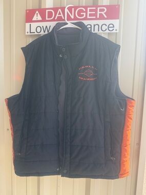 Harley-Davidson Black Vest with Orange Side Panels